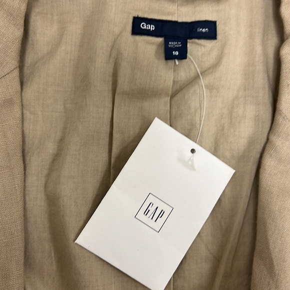 NWT Gap Women’s Fully Lined Khaki 100% Linen Blazer Size 10 - Picture 3 of 6